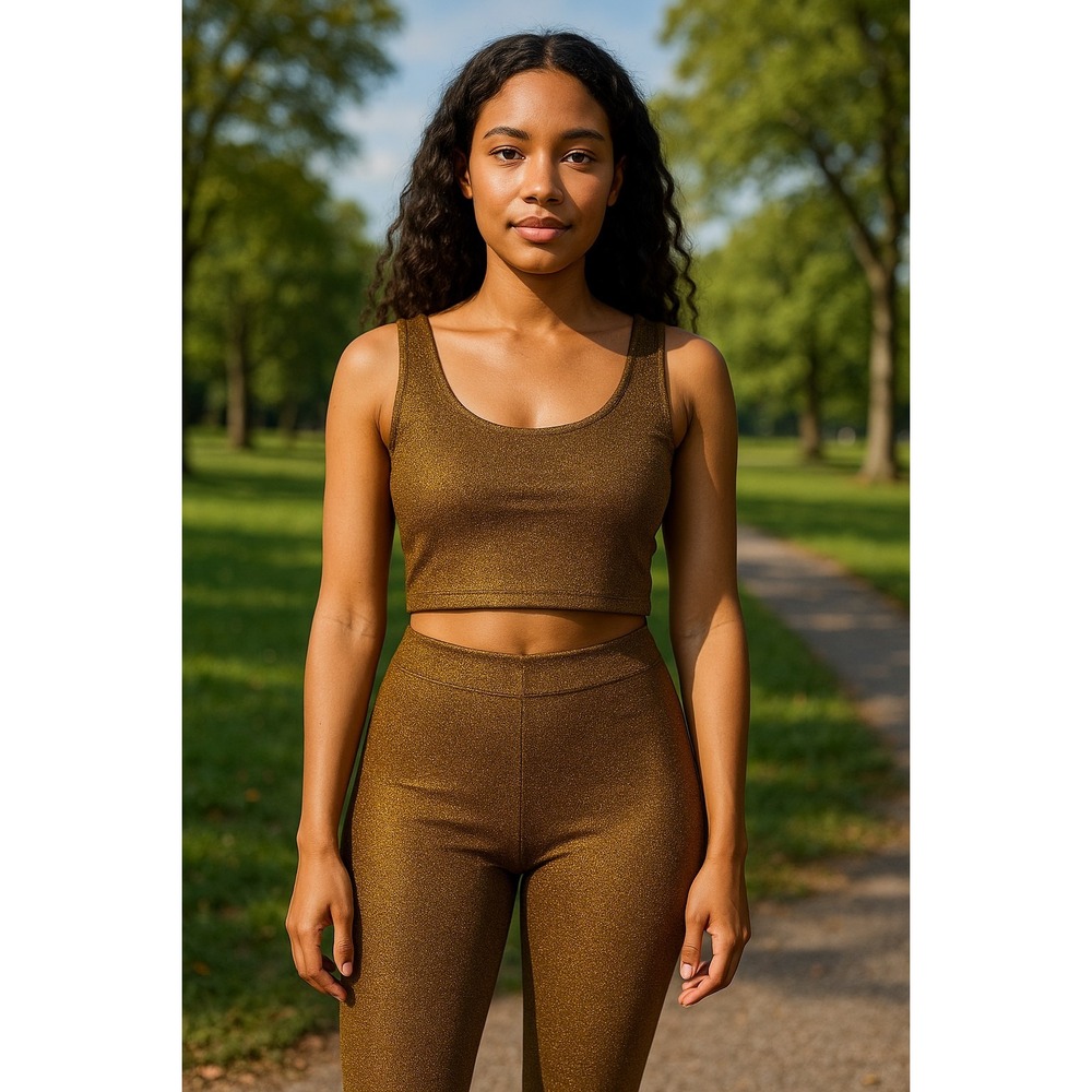 Vintage Victoria Secret Gold Shimmer Leggings Tank Set Women's Size Small 1980s